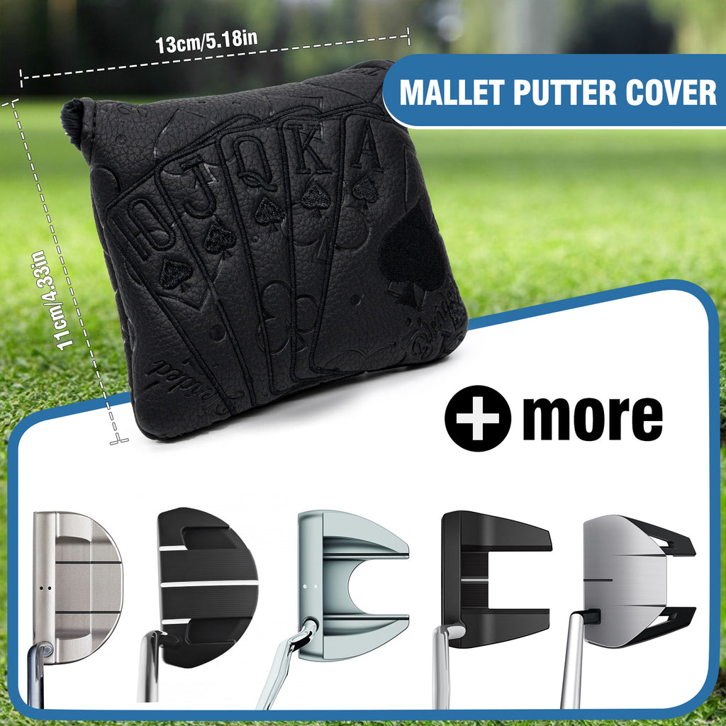 Golf Putter Covers Mallet Putter Headcovers Poker Golf Headcover with Magnetic Closure