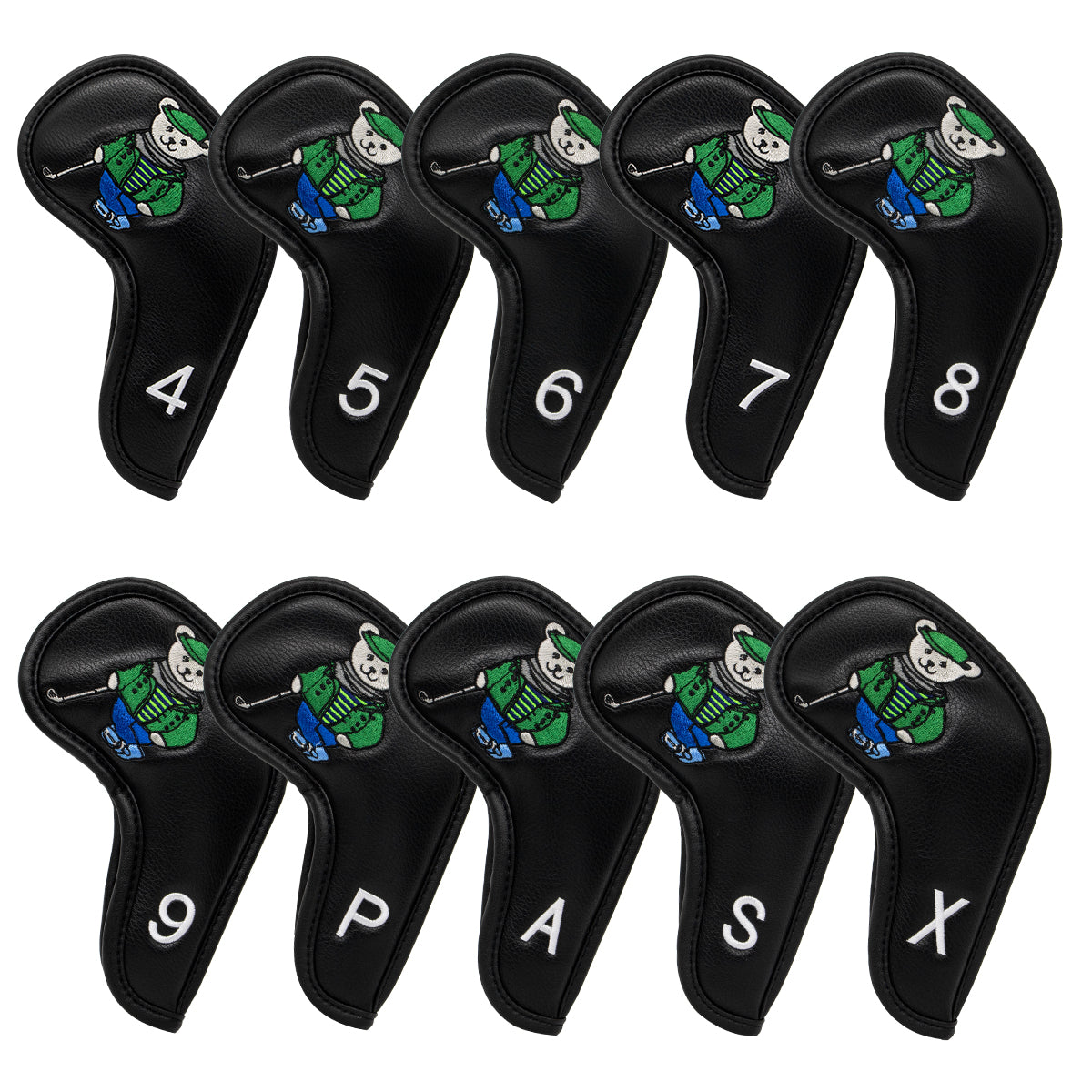 Golf Club Iron Head Covers Cartoon Bear Collection  Set of 10  Fits Most Clubs