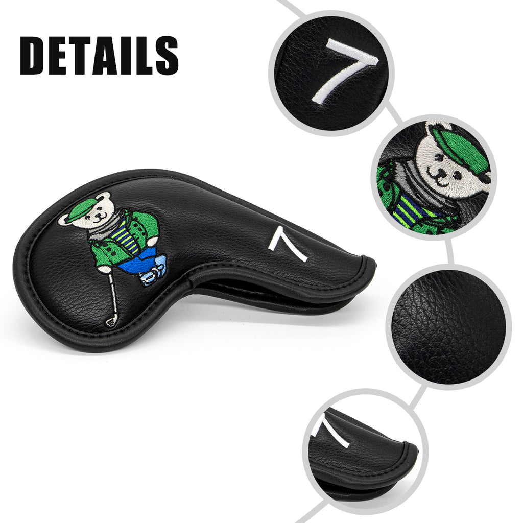 Golf Club Iron Head Covers Cartoon Bear Collection  Set of 10  Fits Most Clubs