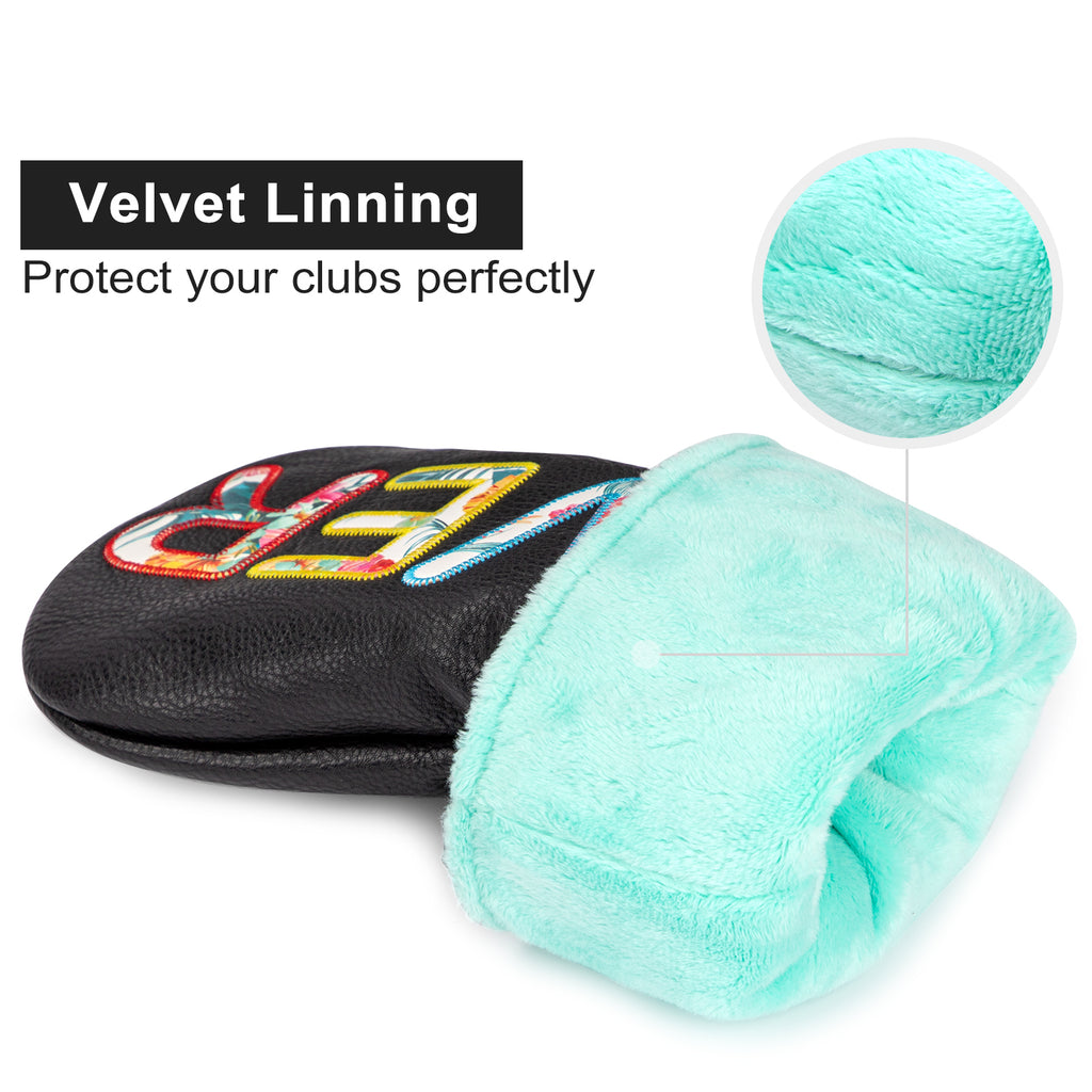 Letter Embroidery Golf Club Head Covers Premium Leather Driver