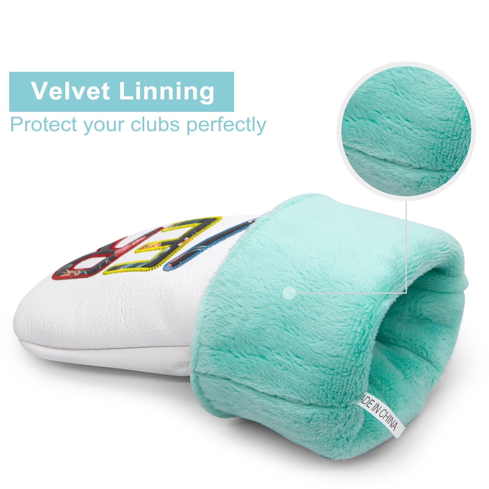 Letter Embroidery Golf Club Head Covers Premium Leather Driver