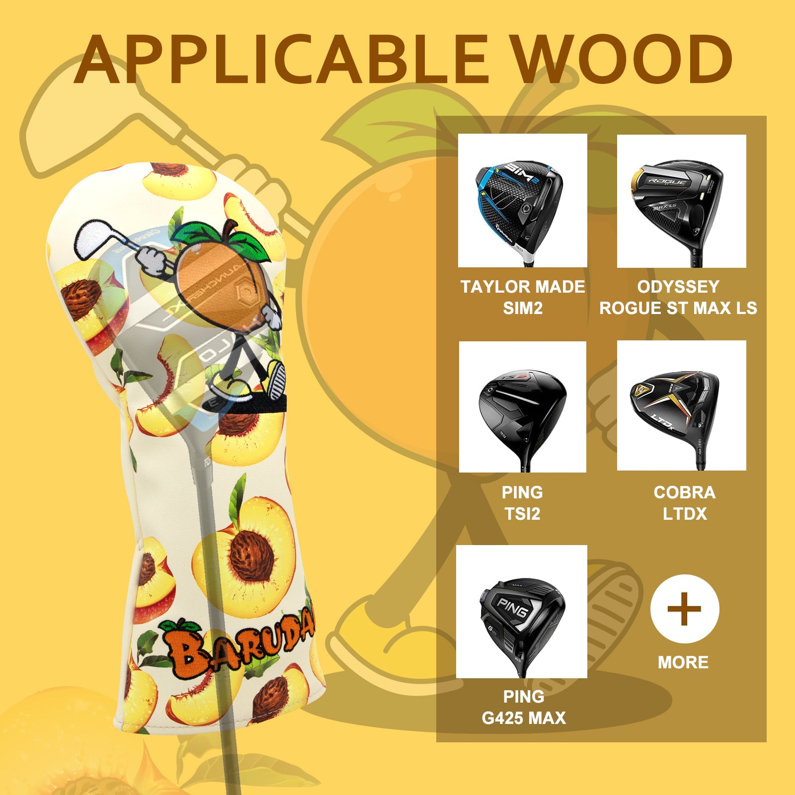 Cartoon Peach Golf Club Headcover