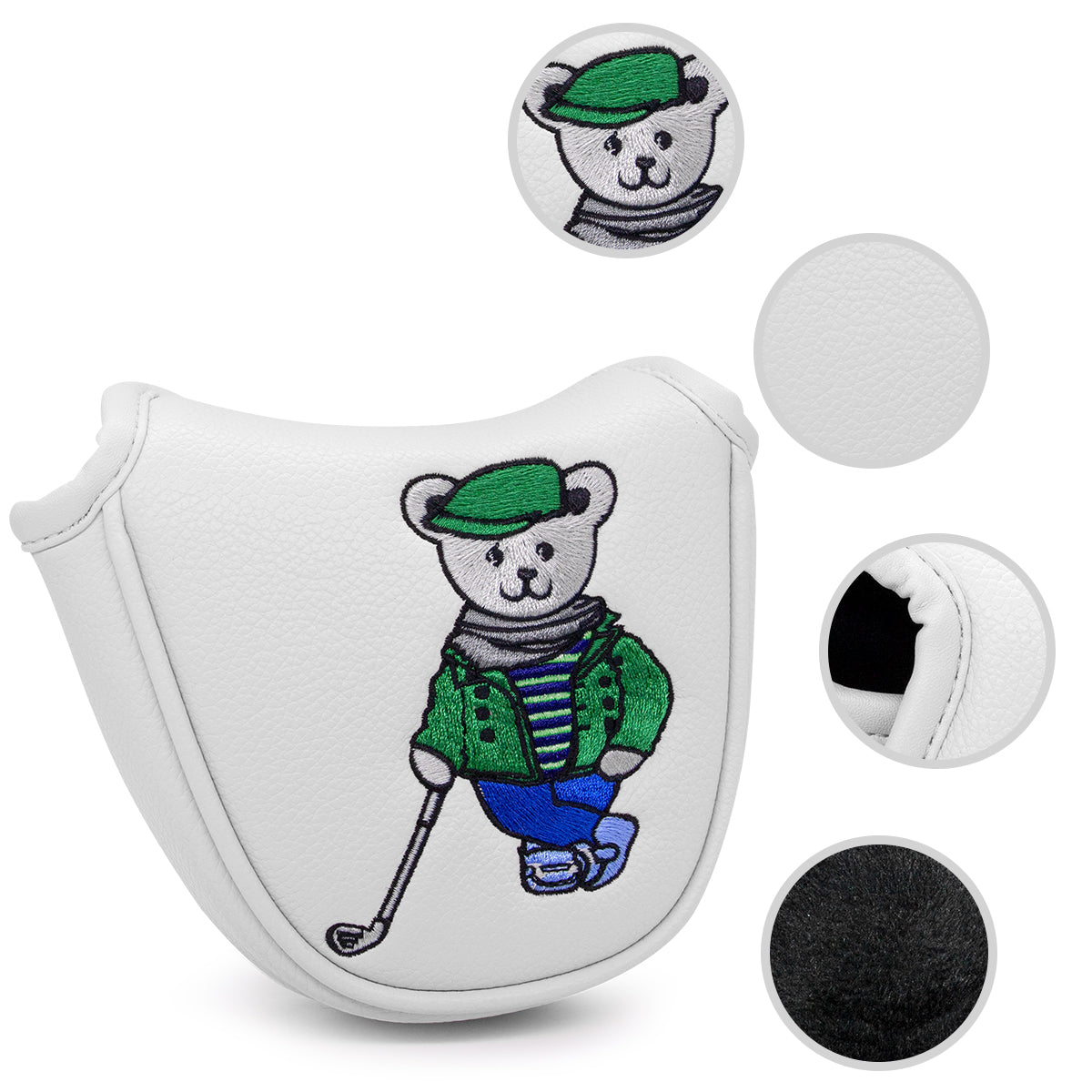 Cartoon Bear Golf Blade Cover Putter Headcover Synthetic Leather Club Protection Equipment