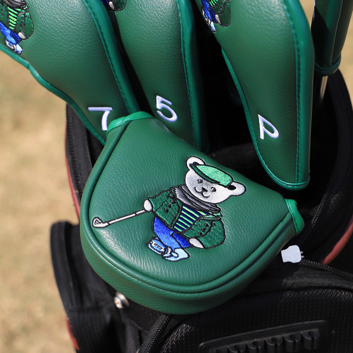 Cartoon Bear Golf Blade Cover Putter Headcover Synthetic Leather Club Protection Equipment