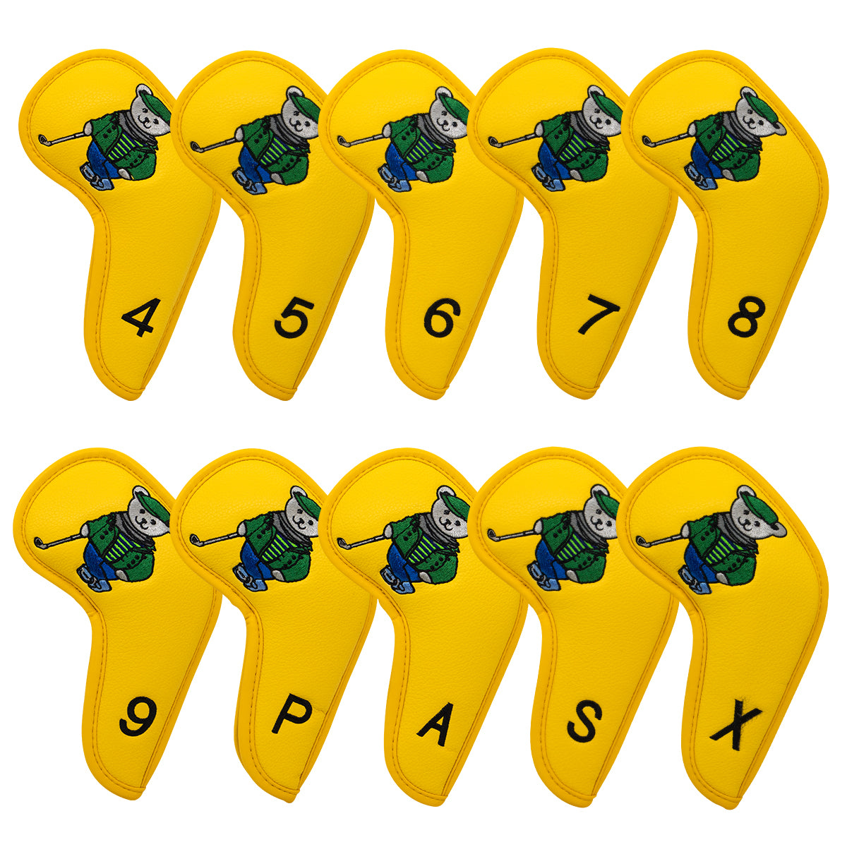 Golf Club Iron Head Covers Cartoon Bear Collection  Set of 10  Fits Most Clubs