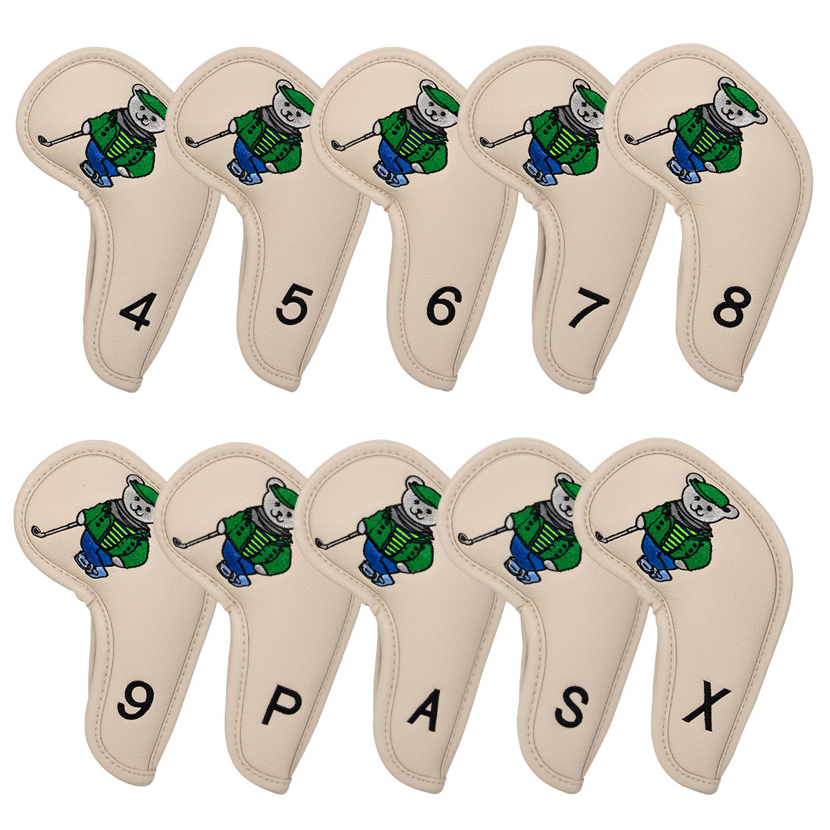 Golf Club Iron Head Covers Cartoon Bear Collection  Set of 10  Fits Most Clubs
