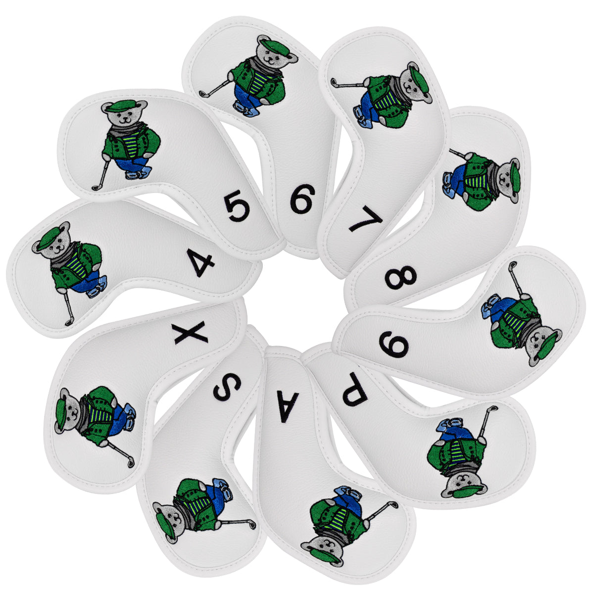 Golf Club Iron Head Covers Cartoon Bear Collection  Set of 10  Fits Most Clubs