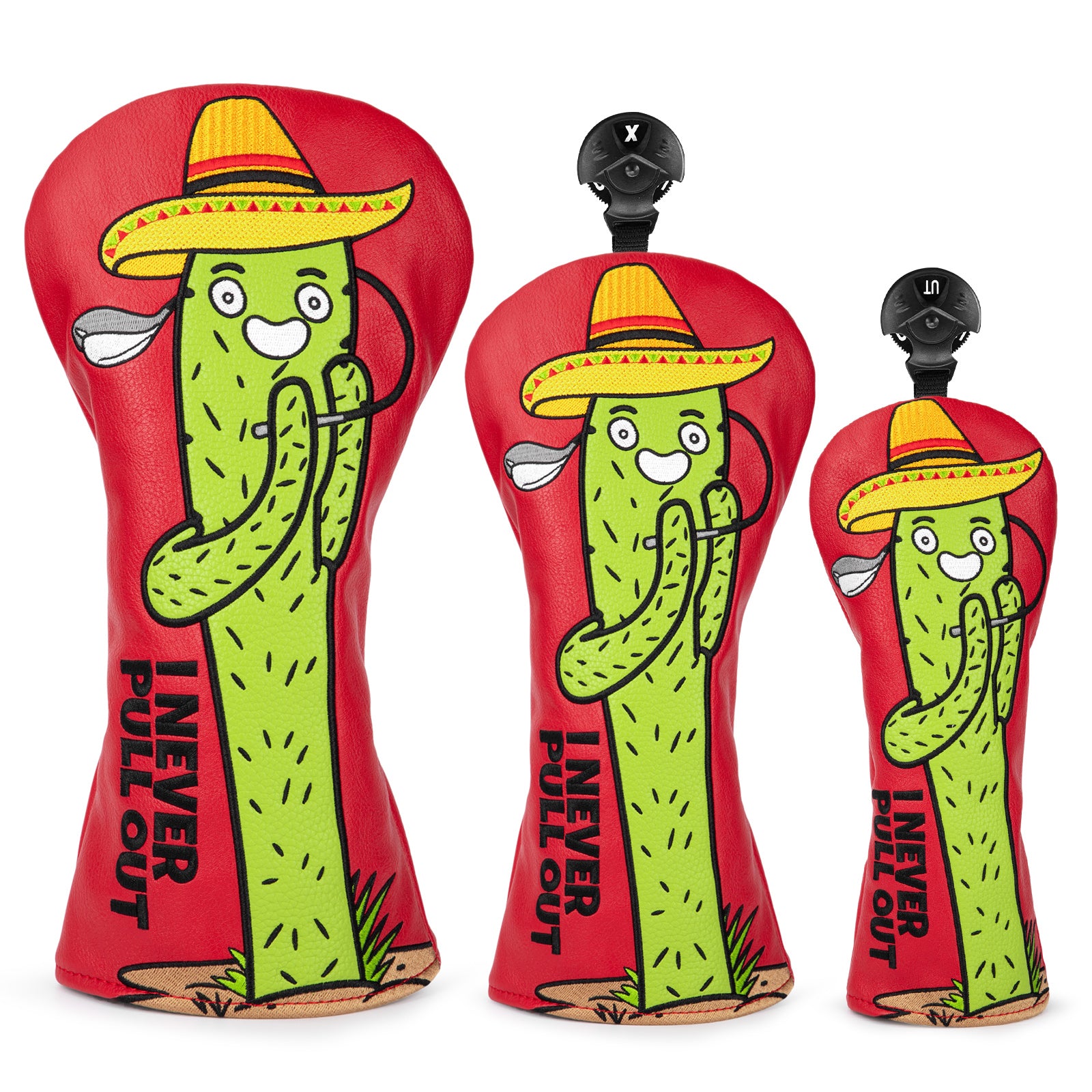 Cartoon Cactus Embroidery Funky Golf Head Covers