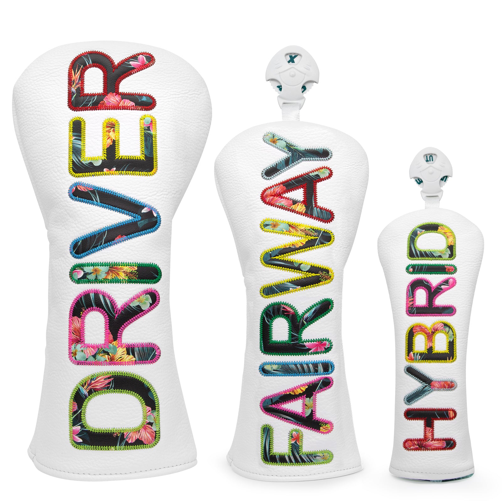 Letter Embroidery Golf Club Head Covers Premium Leather Driver