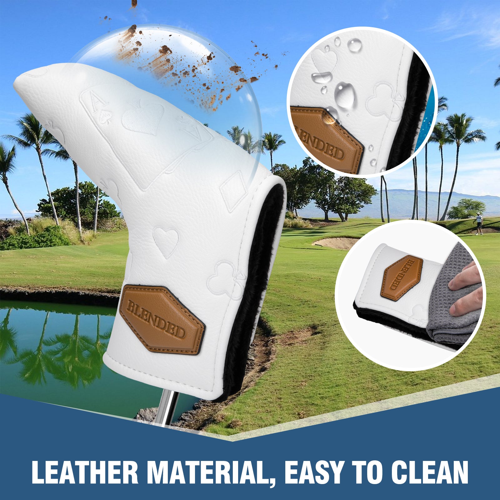 Golf Putter Cover Headcover Magnetic, Poker Ace Style Golf Club Head Cover