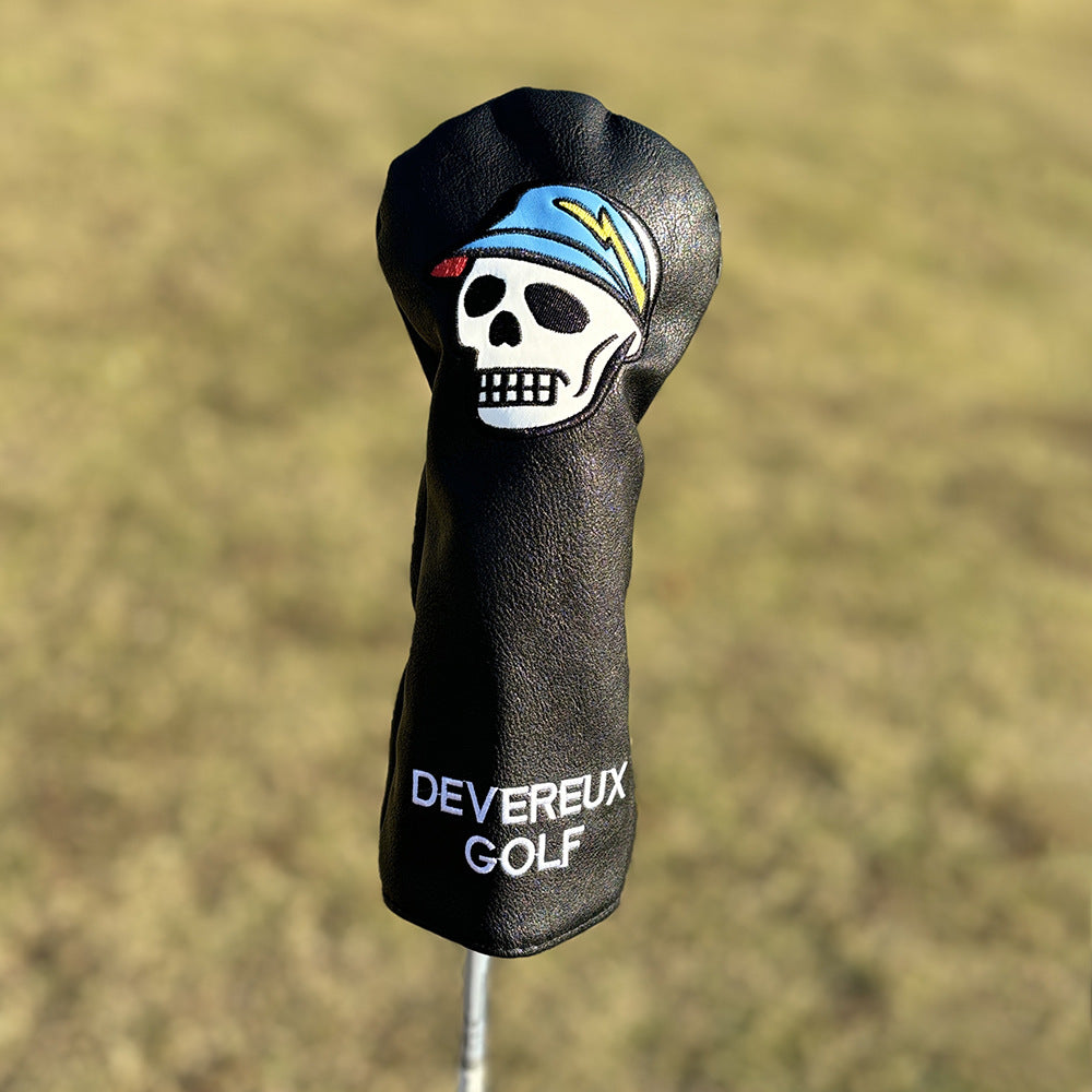 Black Golf Club Covers Skull Embroidery Driver Headcover Fairway 3 Wood Headcover Hybrid Headcover for Your Selection fits for All Brands