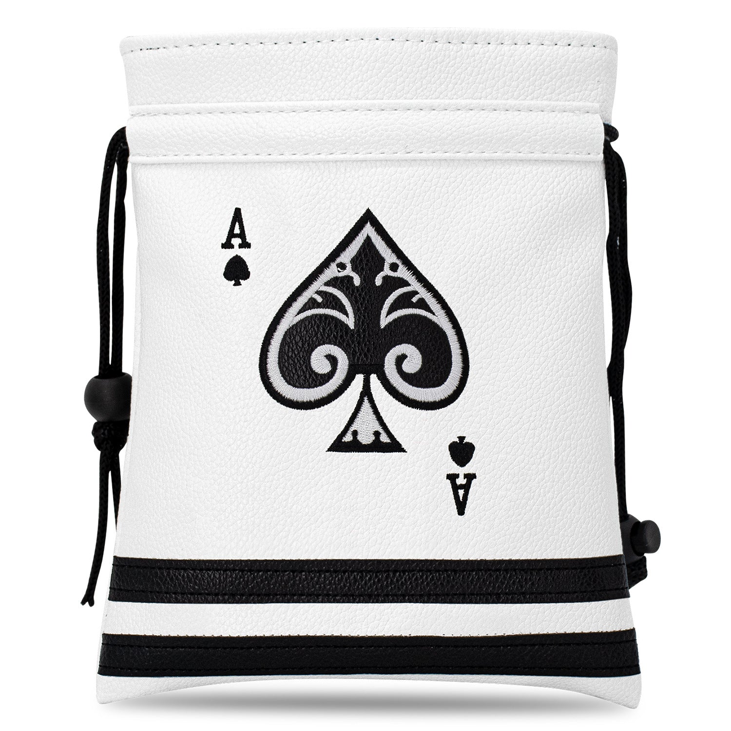 Ace of Spade Golf Valuables Bag with Drawstrings - Synthetic Leather Tee Pouch