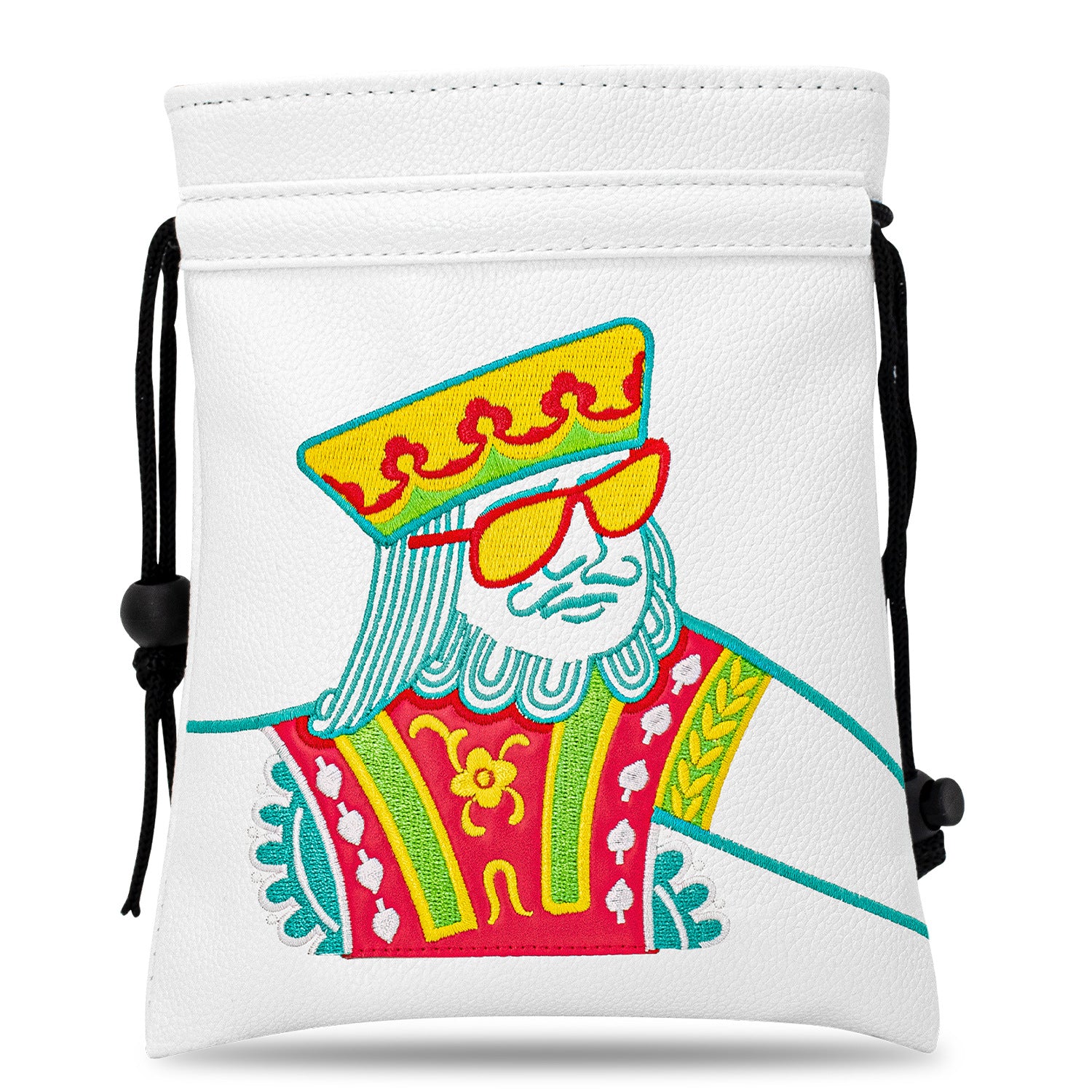 Golf Valuables Pouch Poker Embroidery Golf Pouch Bags with Drawstrings Leather Golf Tee Bag Pouchs