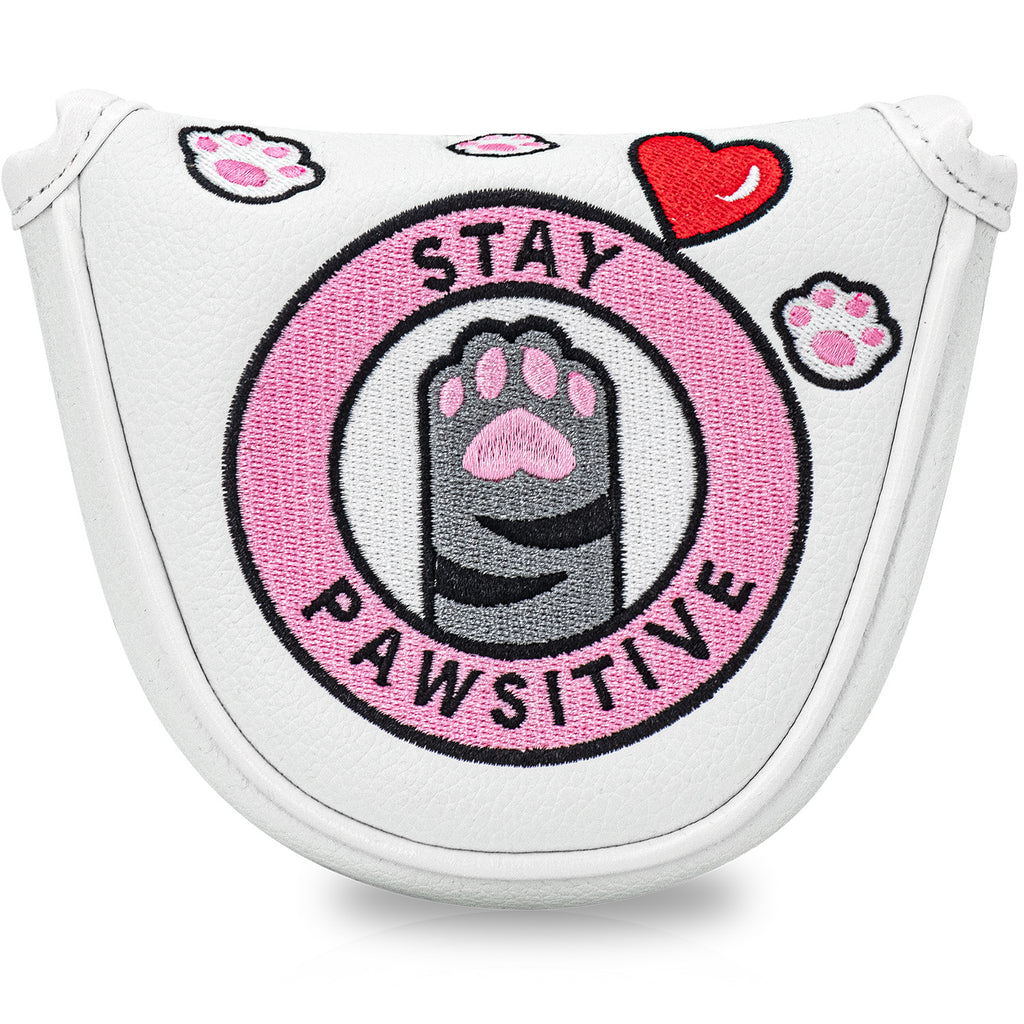 Putter Cover Magnetic Square Mallet Putter Head Cover Elegant  cute cat paw embroidery