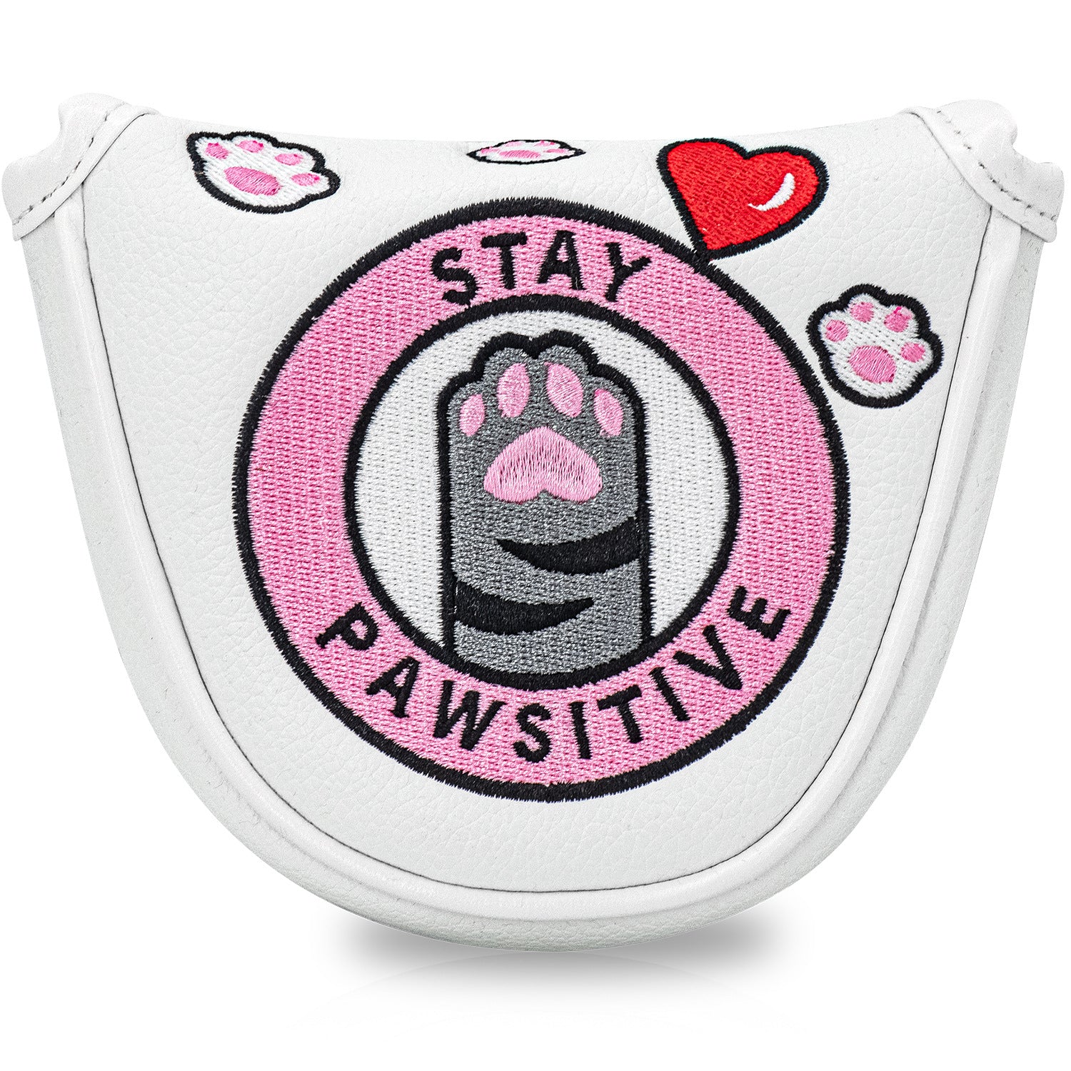 Putter Cover Magnetic Square Mallet Putter Head Cover Elegant  cute cat paw embroidery