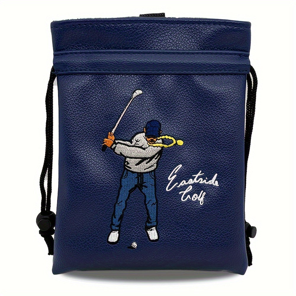 Funny Golf Valuables Bag with Drawstrings - Synthetic Leather Tee Pouch for Men