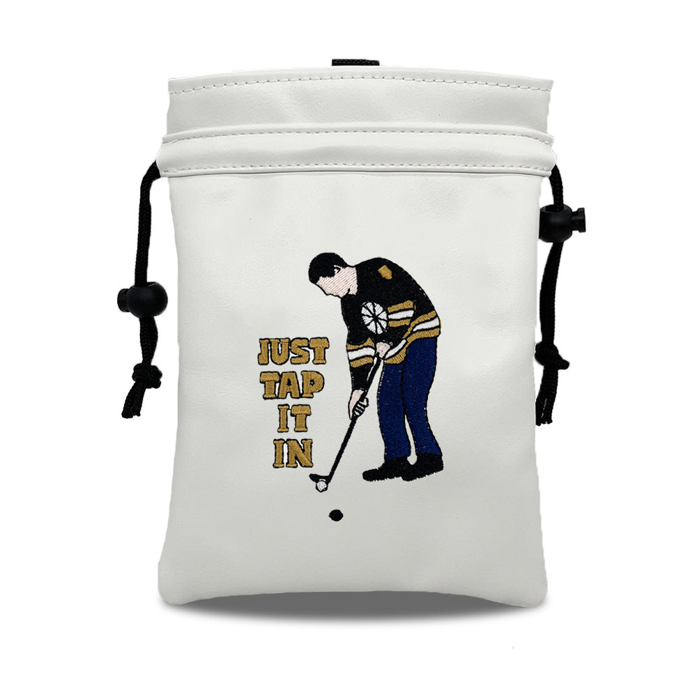 Funny Golf Valuables Bag with Drawstrings - Synthetic Leather Tee Pouch Gifts for Golfer