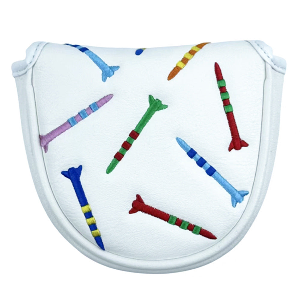 Playful rocket embroidery putter covers