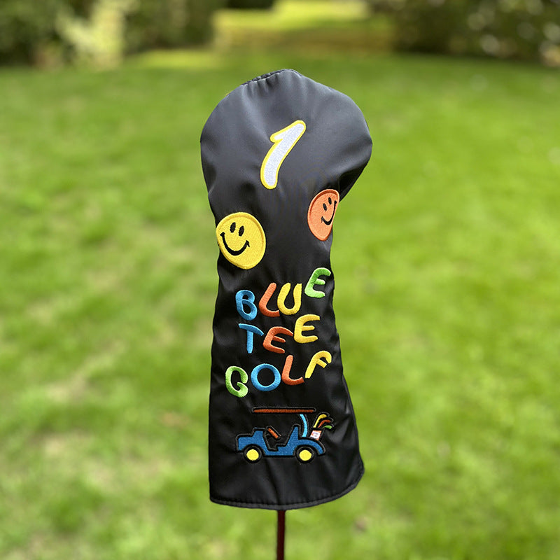 Cartoon Golf Cart Embroidery Pattern Fun Golf Driver Head Covers