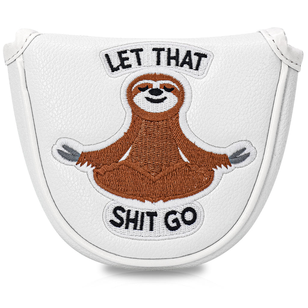 Golf Half Mallet Putter Cover Cartoon Embroidered Sloth  Magnetic Golf Head Covers