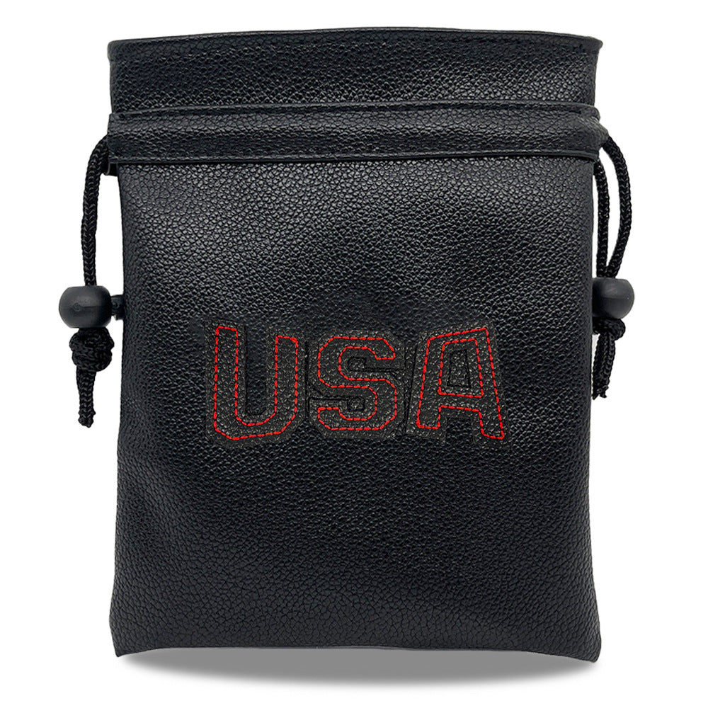 Golf Valuables Pouch USA skull embroidery Drawstring Bag