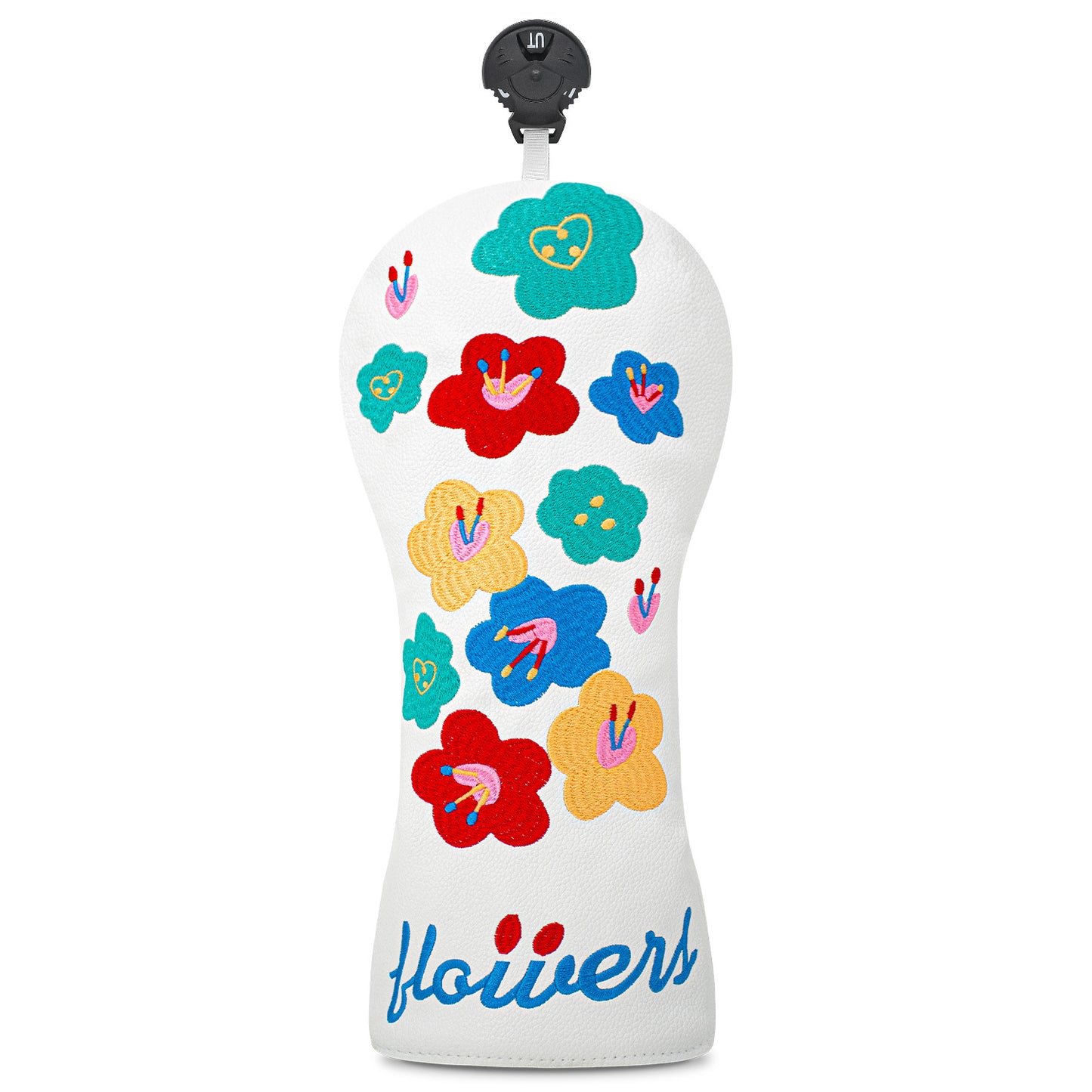 Floral embroidery Golf Club Covers Driver Headcovers Fairway 3 Wood Headcover Hybrid Cover Faux Leather Rescue Headcovers Golf Head Covers for Most Brand