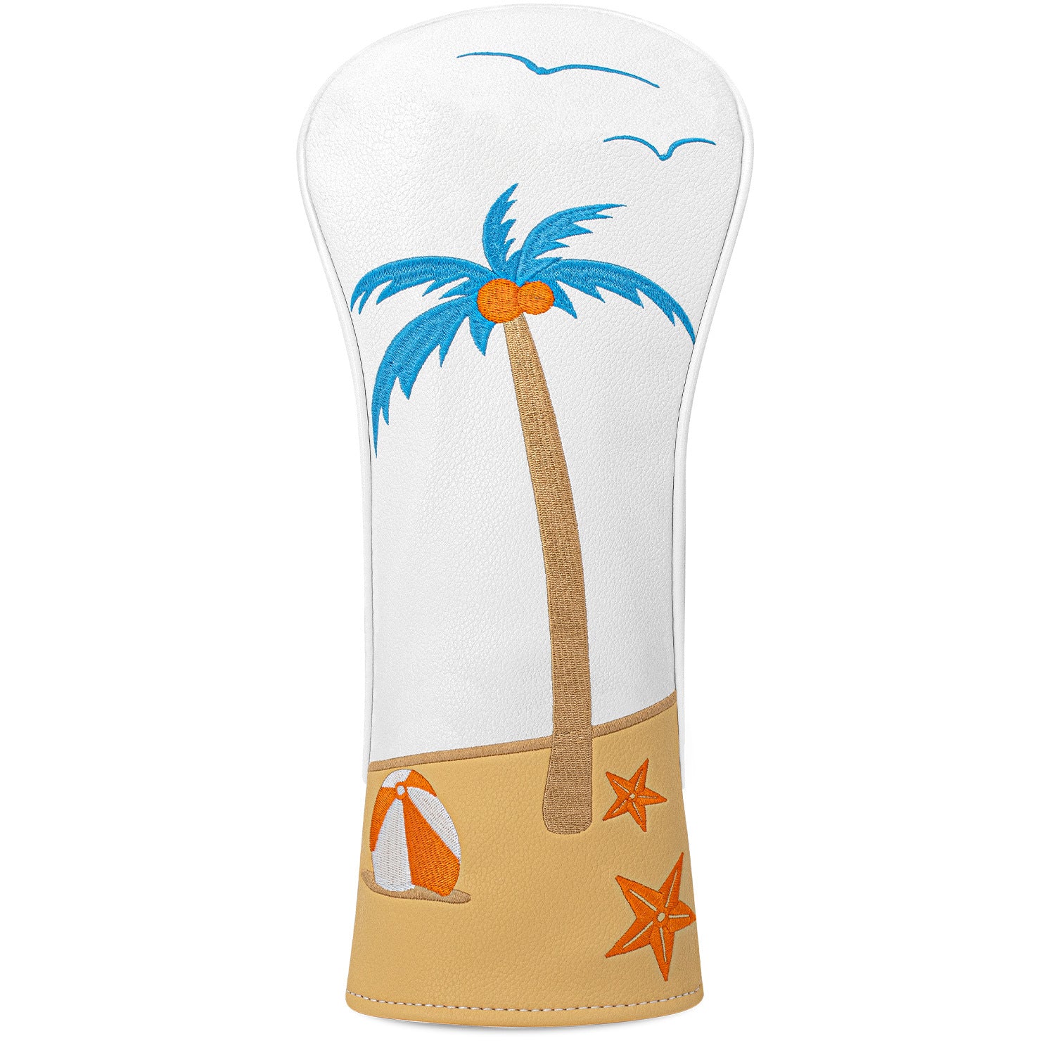 Beach Palm Tree Leather Golf Club Head Covers