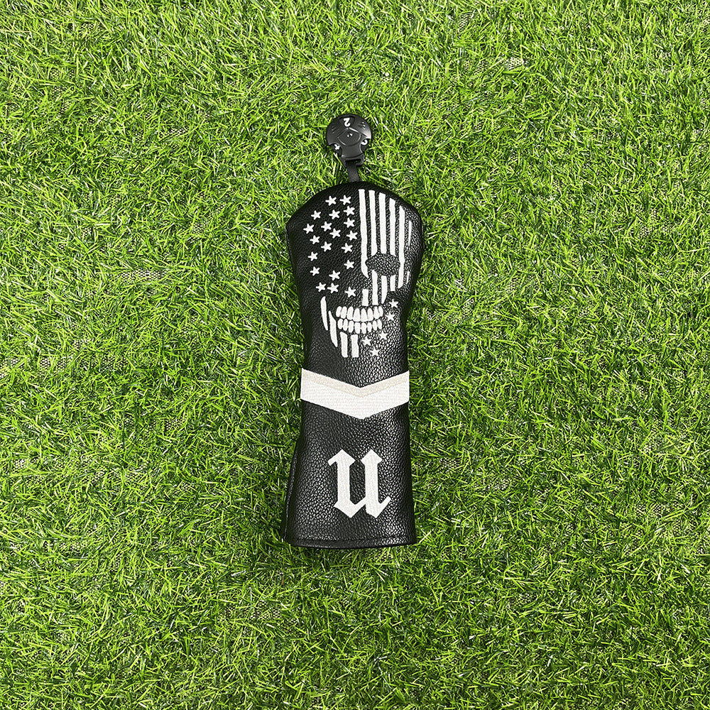 mytag Skull Skeleton Golf Head Covers Black Synthetic Leather Golf Headcovers Set Fits Driver Fairway Wood Hybrid/Utility Putter Iron Wedge Headcover