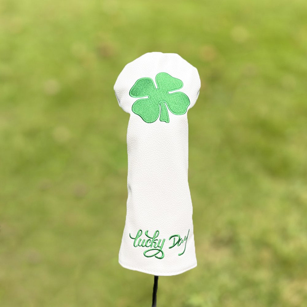 Golf Club Covers Lucky Clover Golf Driver Covers Fairway Wood Head Cover Hybrid Headcover Leather 3 Wood Headcovers Golf Head Covers for Scotty Cameron Taylormade Titleist Odyssey