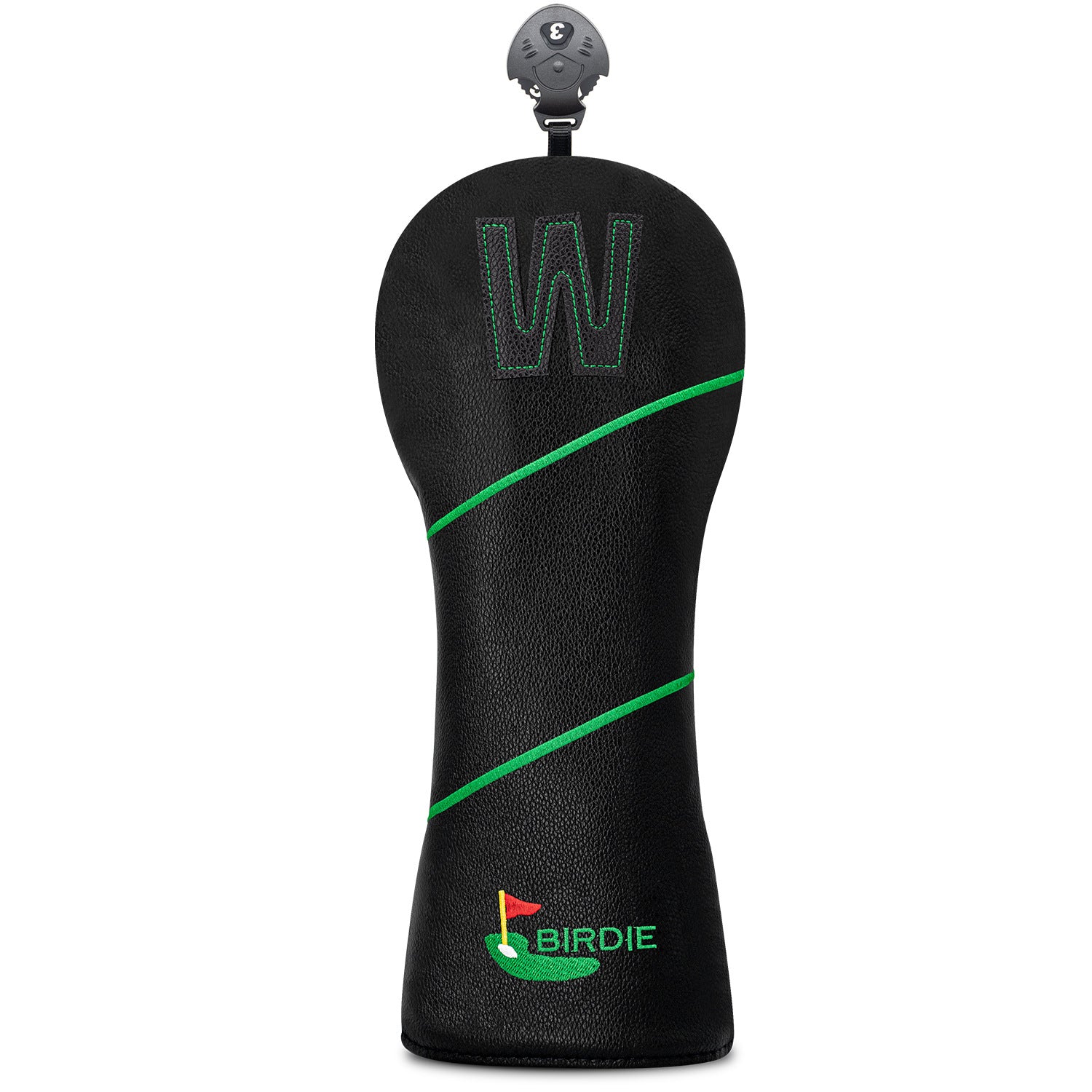 Striped Golf Club Head Covers with Green Flag Embroidery