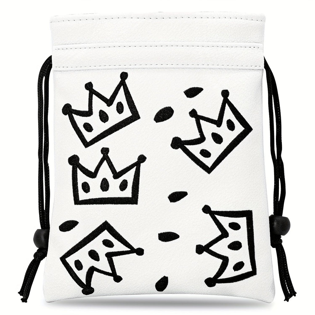 Crown Golf Valuables Pouch,Golf Pouch Bag with Drawstrings Tee Bag for Men Women