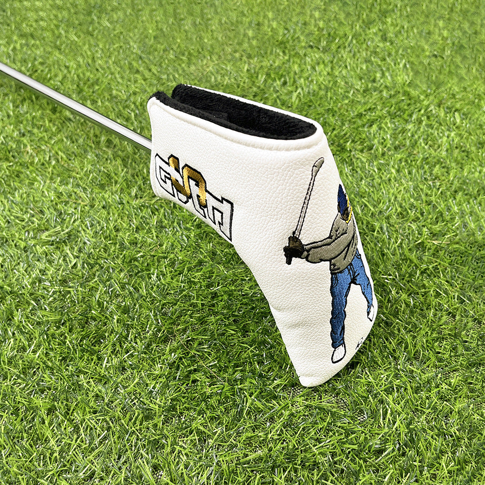 Cartoon swinging golfer embroidery funny blade putter cover