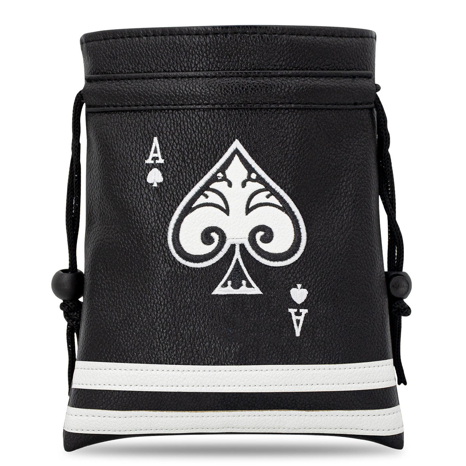 Ace of Spade Golf Valuables Bag with Drawstrings - Synthetic Leather Tee Pouch