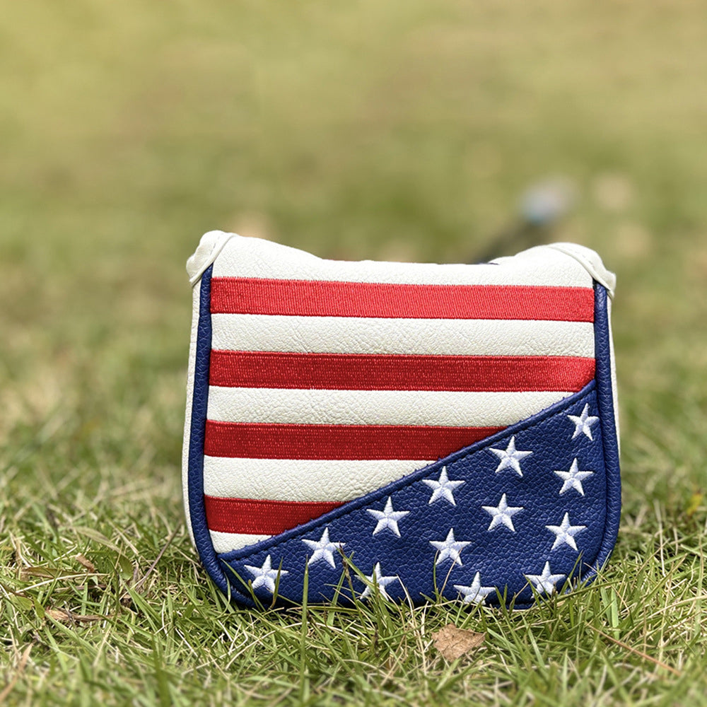 USA red and white striped embroidery leather putter cover