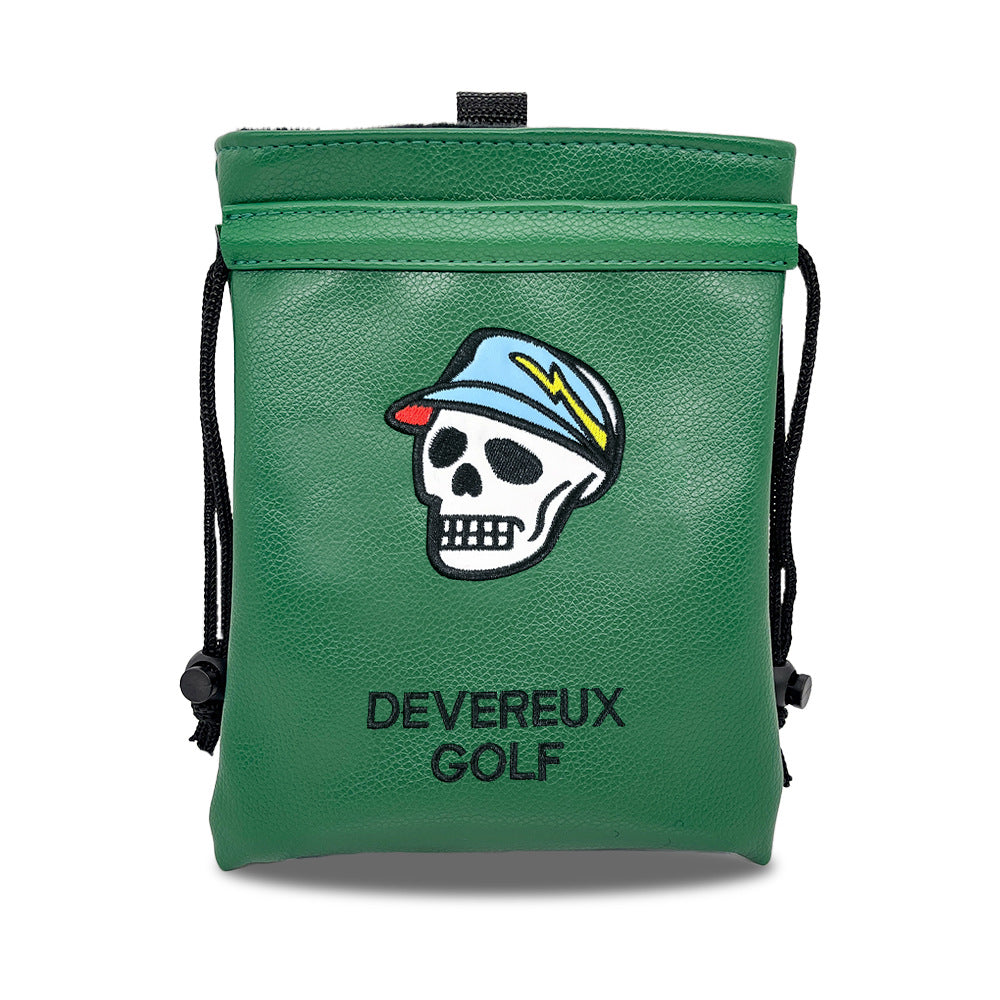 Golf Valuables Pouch skull with Drawstrings Leather Golf Tee Pouch