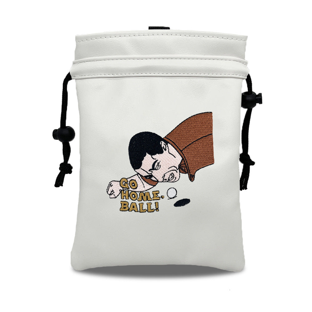 Funny Golf Valuables Bag with Drawstrings - Synthetic Leather Tee Pouch Gifts for Golfer