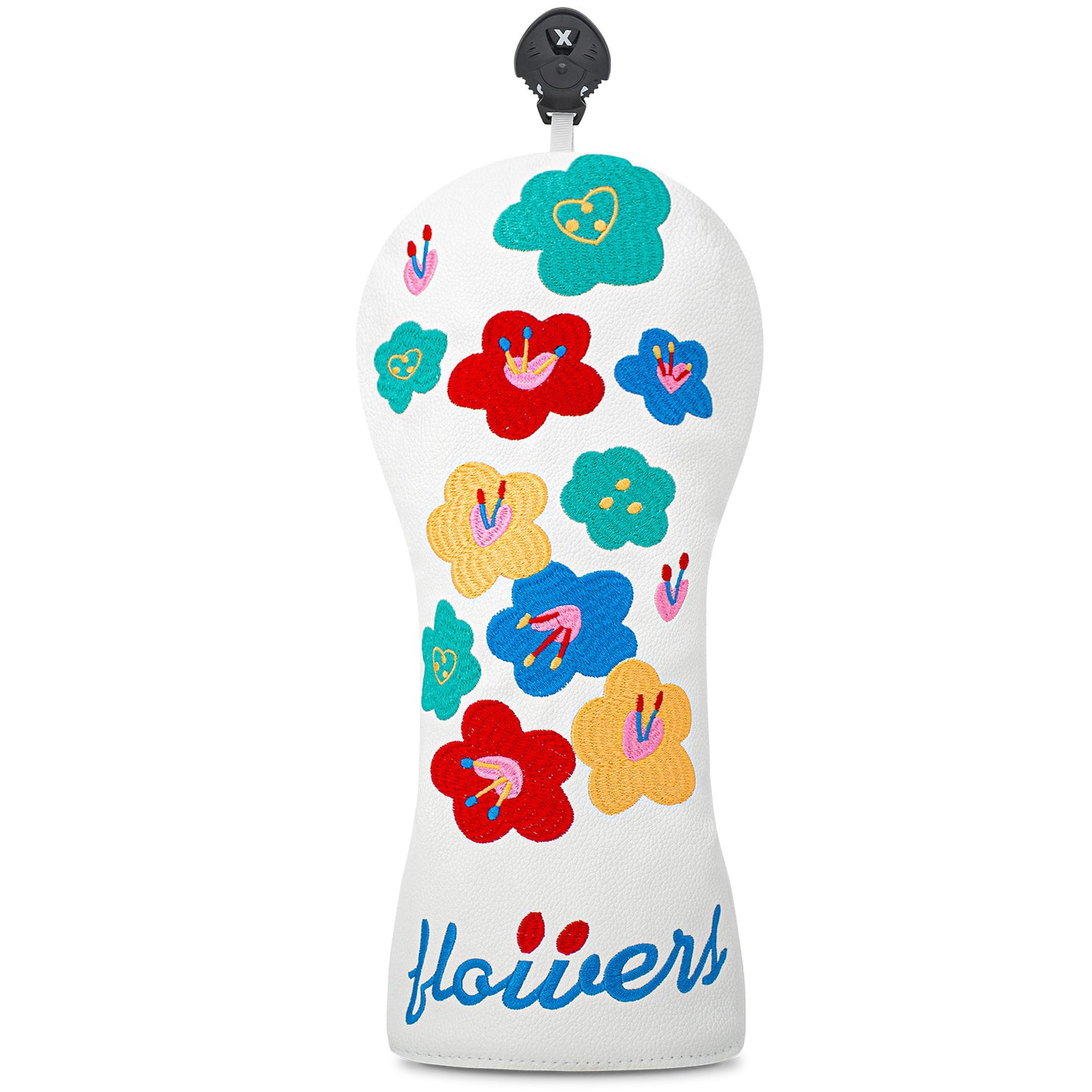 Floral embroidery Golf Club Covers Driver Headcovers Fairway 3 Wood Headcover Hybrid Cover Faux Leather Rescue Headcovers Golf Head Covers for Most Brand