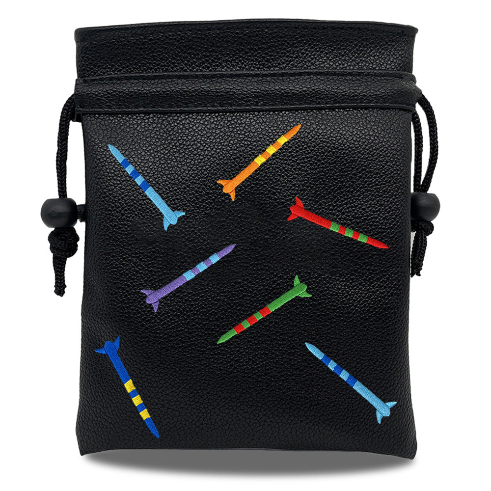 Colorful Tee golf Valuables Pouch,Golf Bag Pouch with Drawstrings Golf Tee Bag Leather