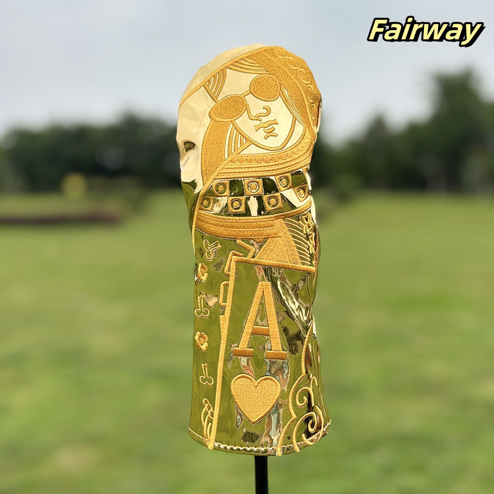 Poker Golf Headcover Golf Club Covers Fairway Wood Cover Headcover with Premium Synthetic Leather Material Embroidery Poker Pattern Fits for All Brand Golf Clubs.