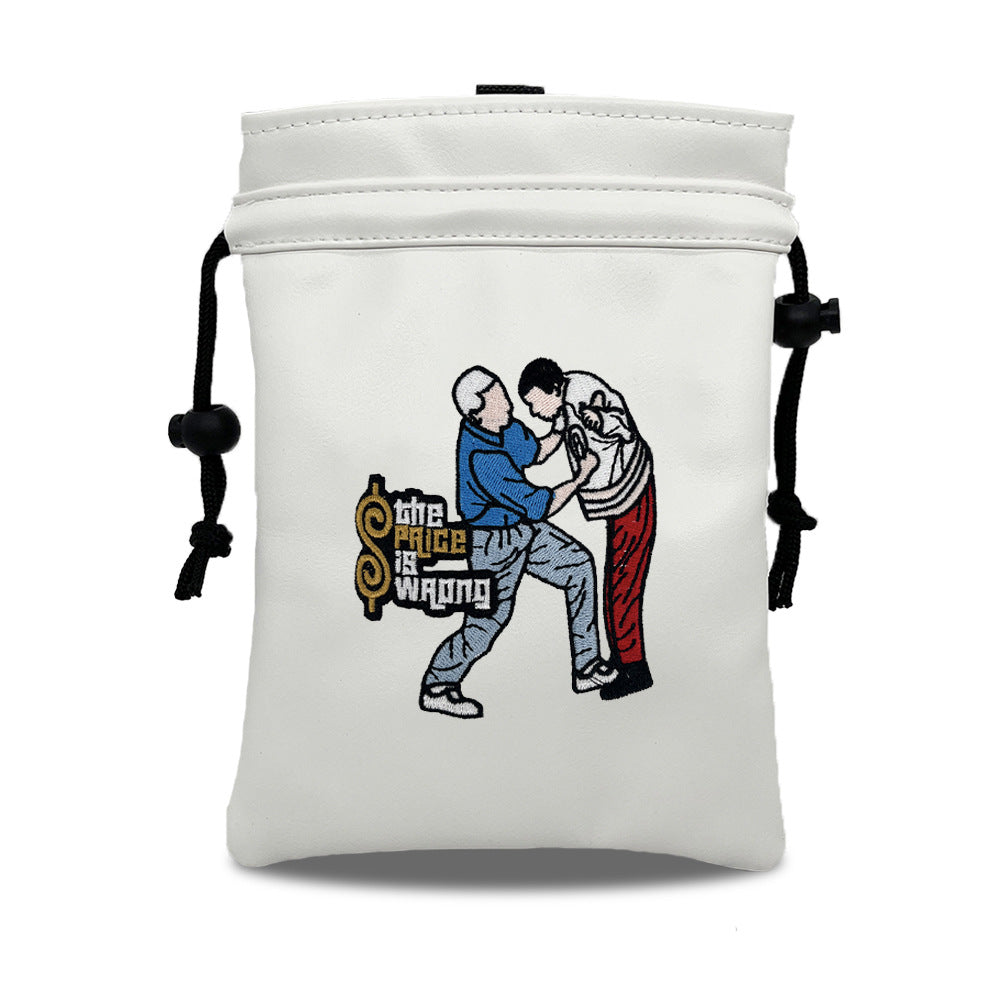 Funny Golf Valuables Bag with Drawstrings - Synthetic Leather Tee Pouch Gifts for Golfer