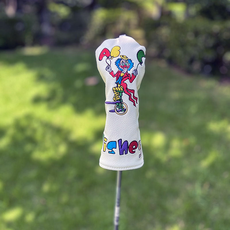 Golf Club Head Covers Funny Clown Driver Headcovers Fairway Wood Covers Hybrid Cover Elegant Embroidery Premium Leather Golf Mallet Blade Putter Cover