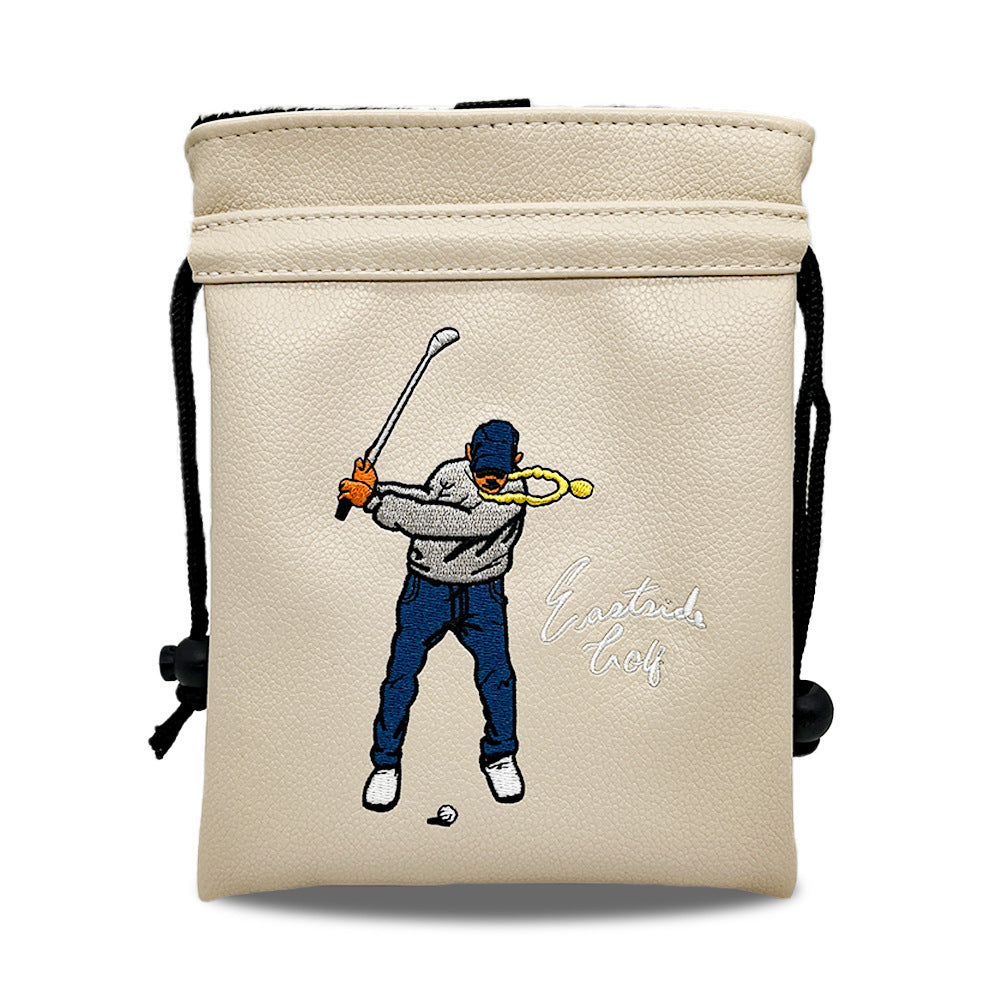 Funny Golf Valuables Bag with Drawstrings - Synthetic Leather Tee Pouch for Men
