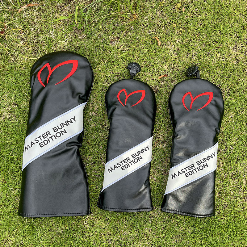 PU Leather Driver & Fairway Wood Headcover - White with Black, Premium Golf Accessory