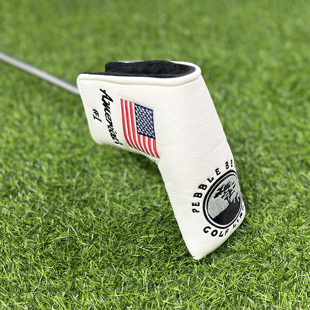 USA embroidered pattern leather mallet putter cover