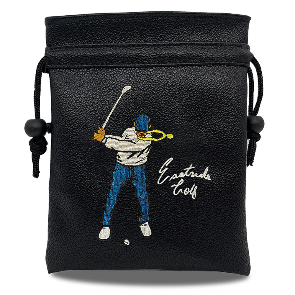 Funny Golf Valuables Bag with Drawstrings - Synthetic Leather Tee Pouch for Men