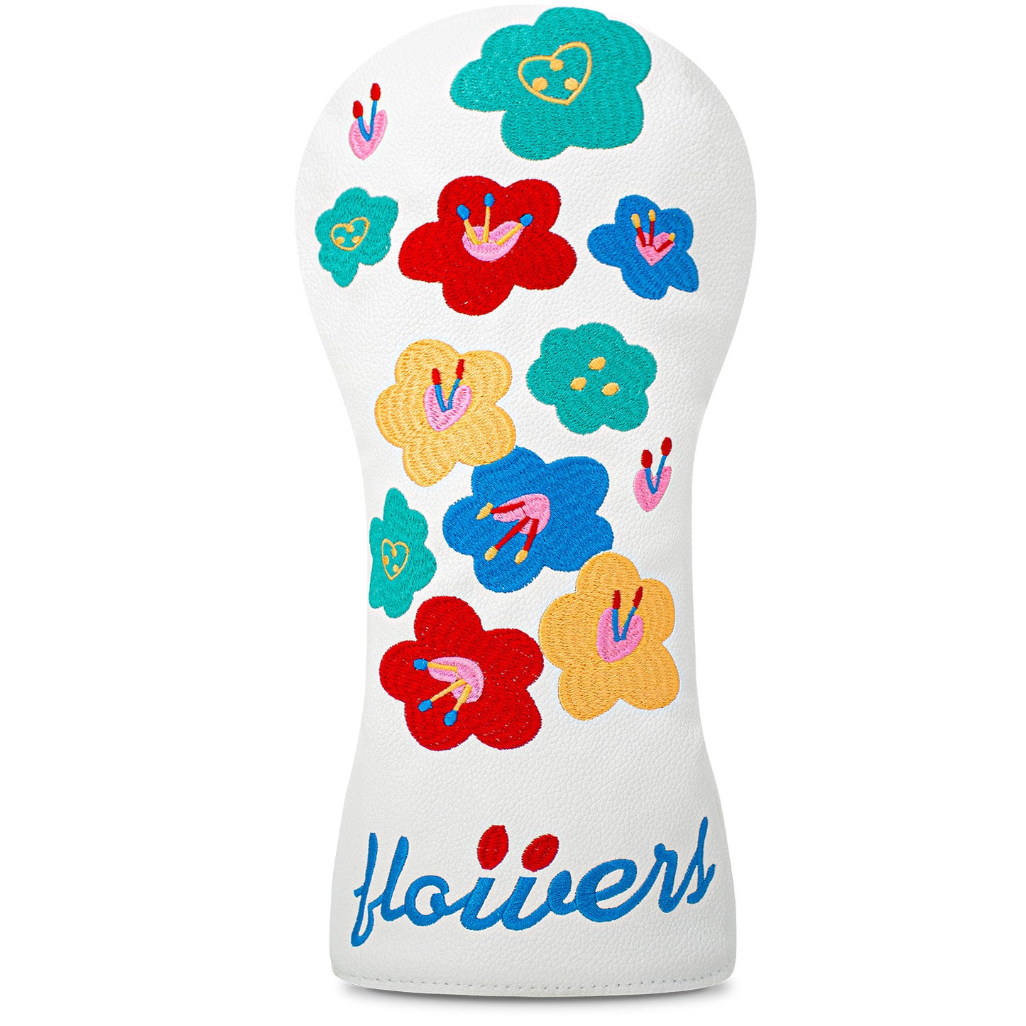 Floral embroidery Golf Club Covers Driver Headcovers Fairway 3 Wood Headcover Hybrid Cover Faux Leather Rescue Headcovers Golf Head Covers for Most Brand