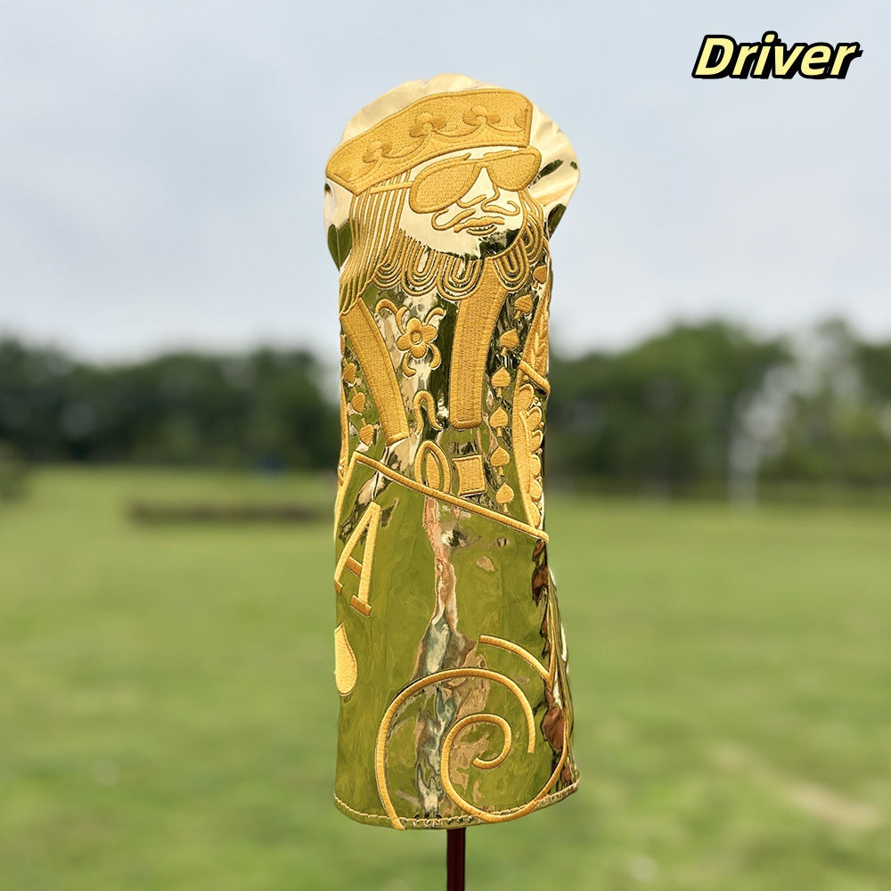 Poker Golf Headcover Golf Club Covers Fairway Wood Cover Headcover with Premium Synthetic Leather Material Embroidery Poker Pattern Fits for All Brand Golf Clubs.