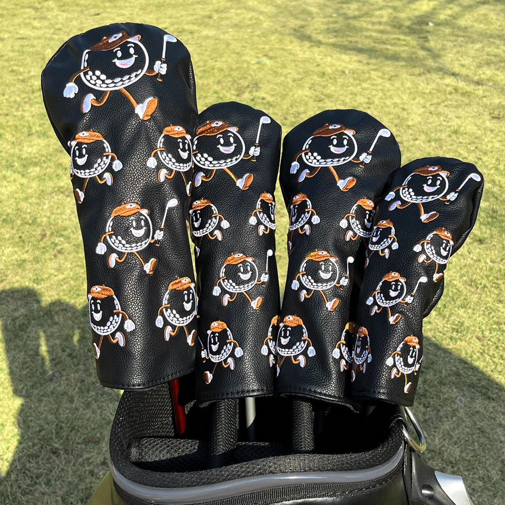 Cartoon Golf Ball Embroidery Personalised Golf Head Covers