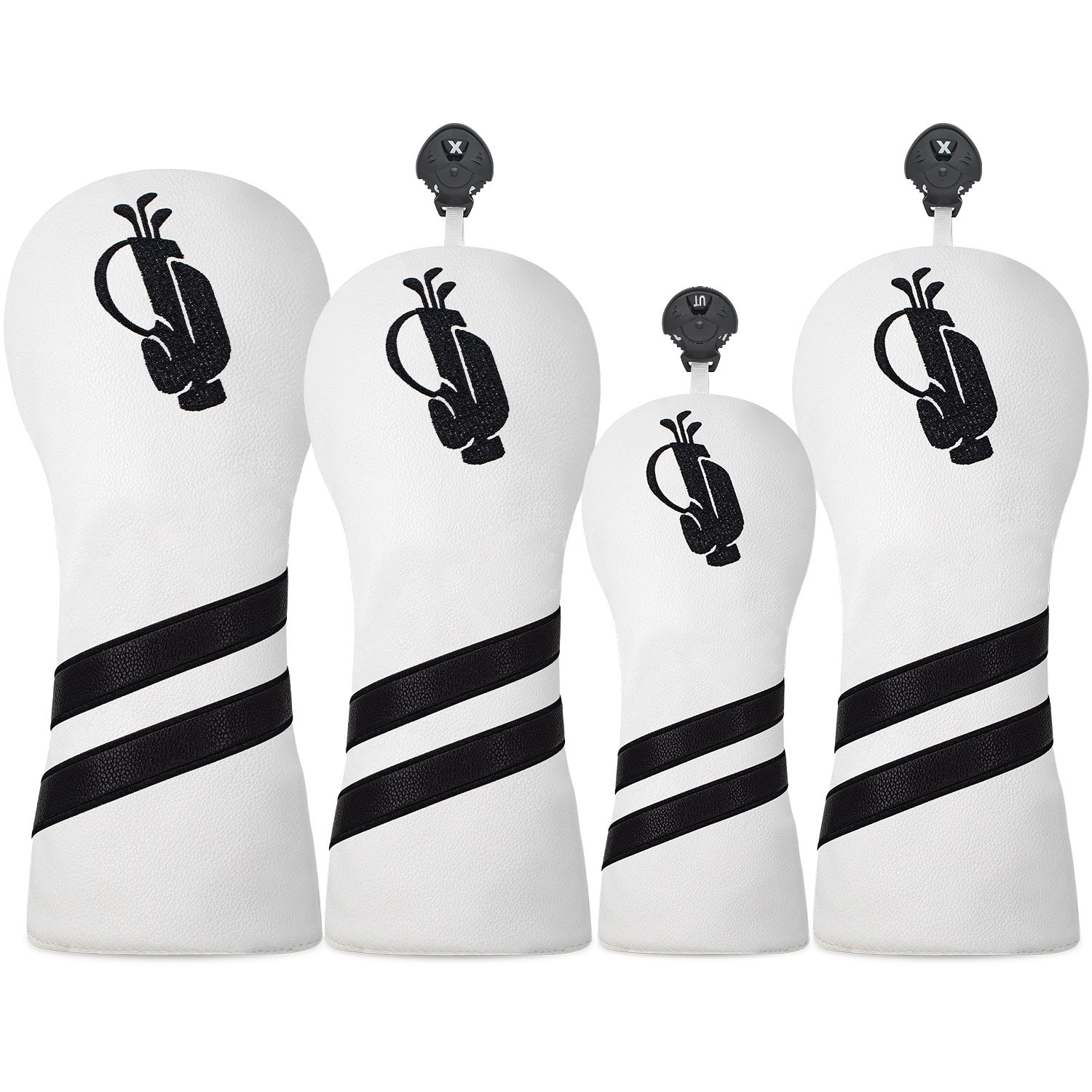 Minimalist Striped Golf Club Head Covers with Golf Bag Embroidery