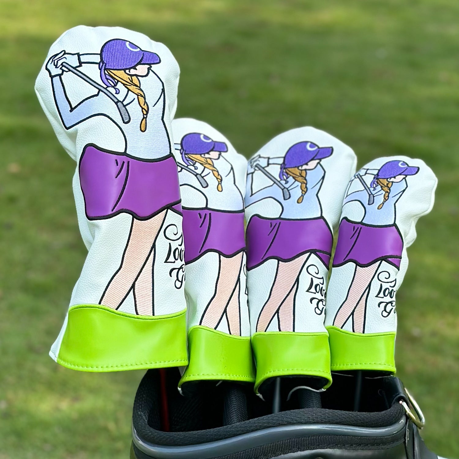 Cartoon Sporty Girl Golf Club Head Covers, Ideal Christmas Gifts for Women